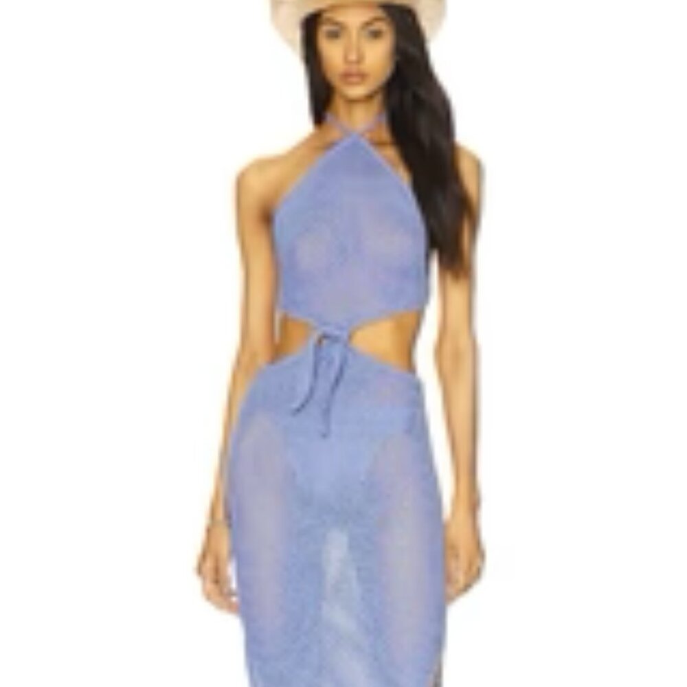 WeWoreWhat - Crochet Fringe Dress Blue Jean